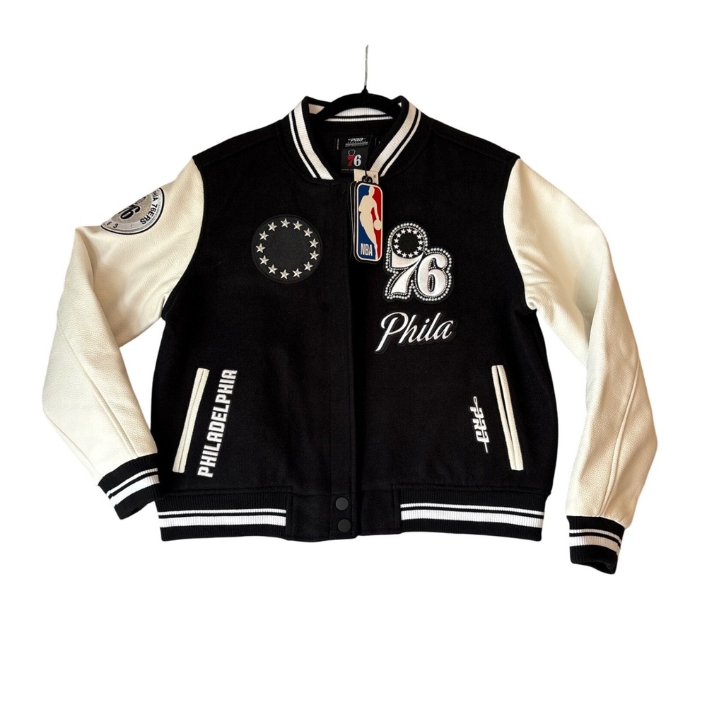 Pro Standard Philadelphia 76ers Varsity Jacket Women Black NWT SIZE Medium